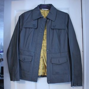 Isaac Mizrahi Live gray leather bomber jacket XS